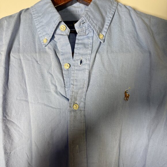 Ralph Lauren French Blue Chambray Oxford Long Sleeve Button Down Sz Large - Picture 5 of 6